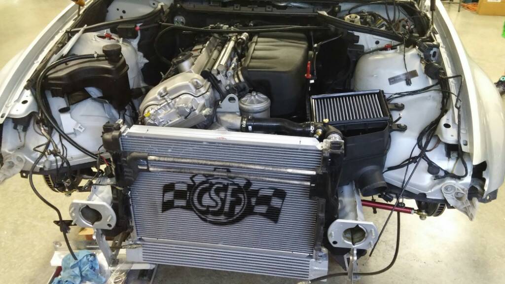 E46 M3 Radiator and oil cooler installed